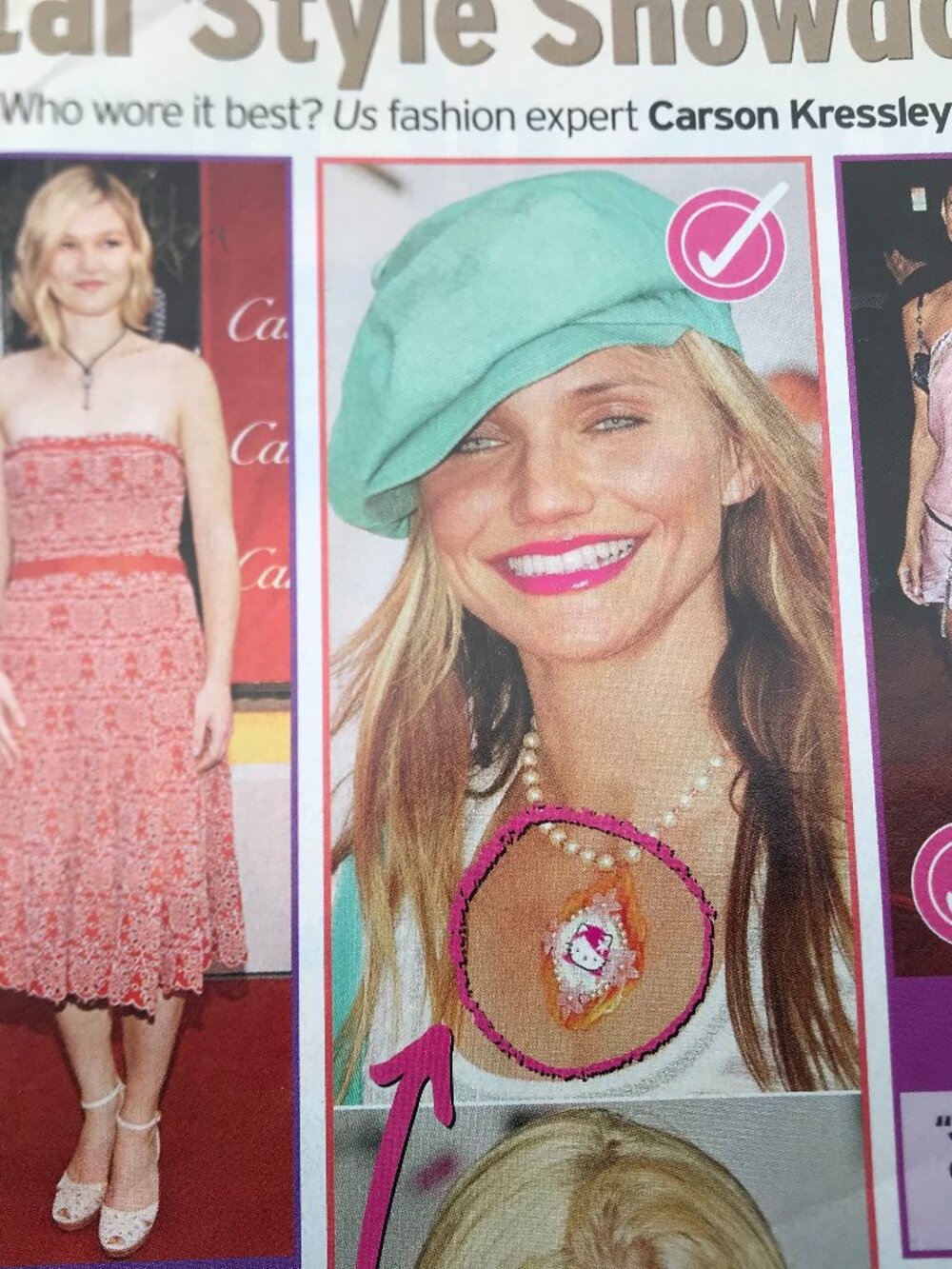 HELLO KITTY X TARINA TARANTINO pink head Vintage famous necklace Cameron Diaz